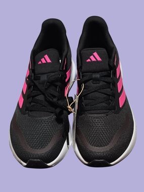 adidas Black Running Shoes with Pink Accents